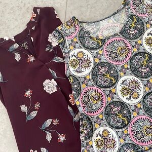 LOFT‎ bundle of two sleeveless shirts size XXSP and XS floral and geometric
